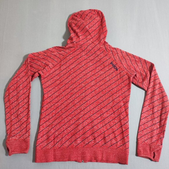 Volcom full zip hoodie women's size M (12) red with black stripes logo patch - Picture 4 of 13